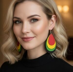 Super lightweight four-layer wooden earrings, inspired by African 9 cm